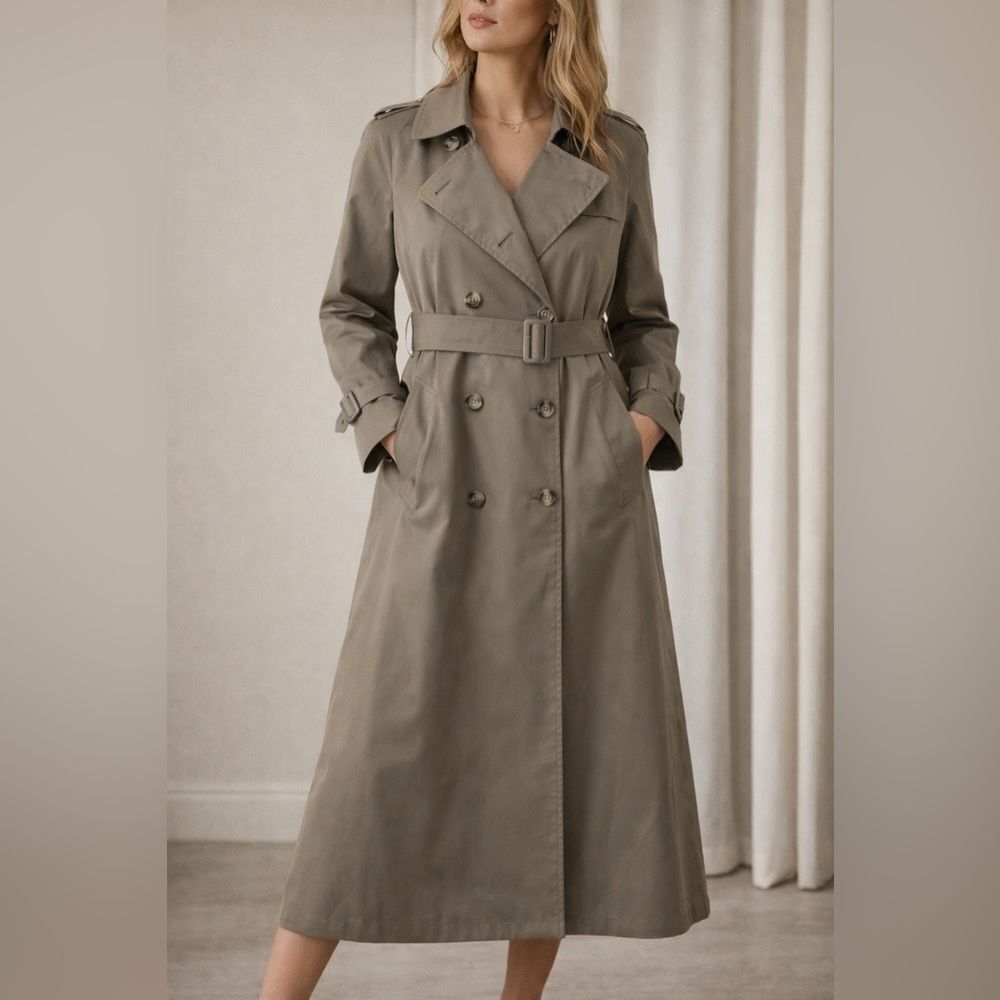 VTG,London Fog Unisex Double-Breasted Convertible Trench Coat - Brown Size 6R